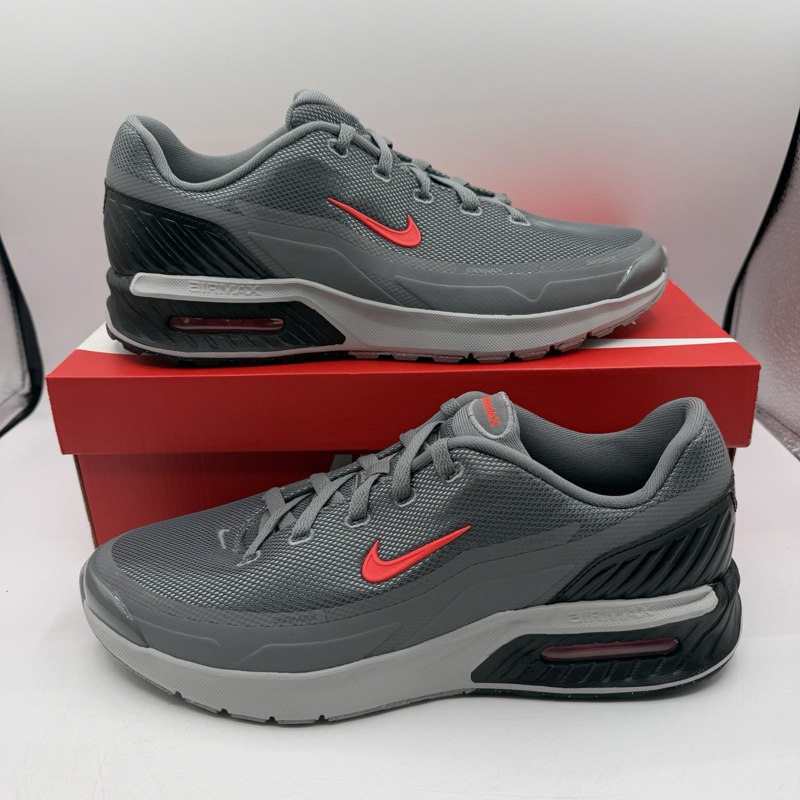 Nike Air Max Bia Running Shoes Mens Sz 8.5 Smoke Grey/Bright Crimson If2624-002